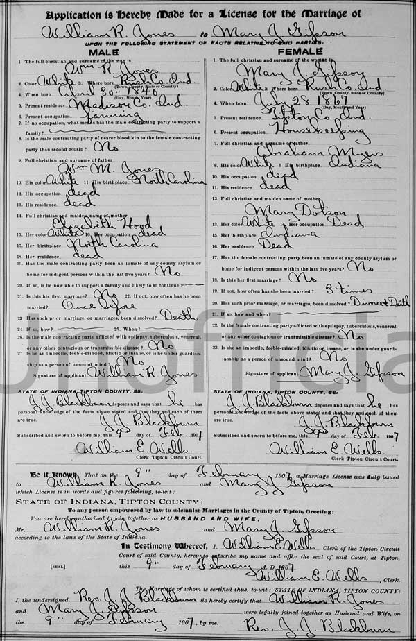 Marriage record