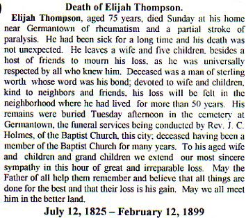 Elijah Thompson obit
